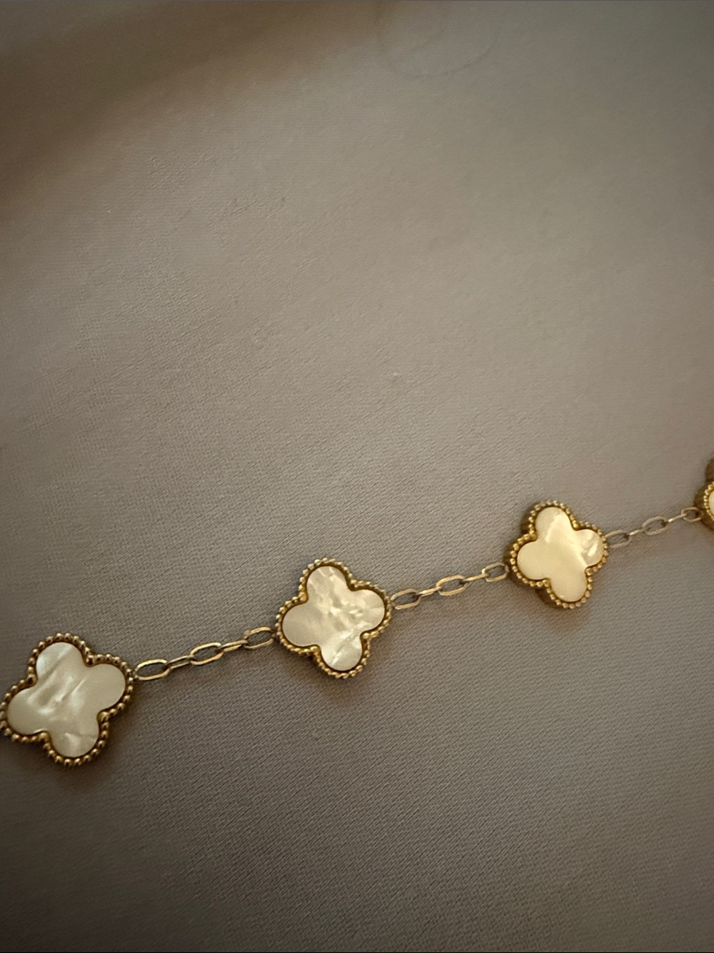 Gold Clover Link Bracelet with White Inlay - Picture 3 of 3